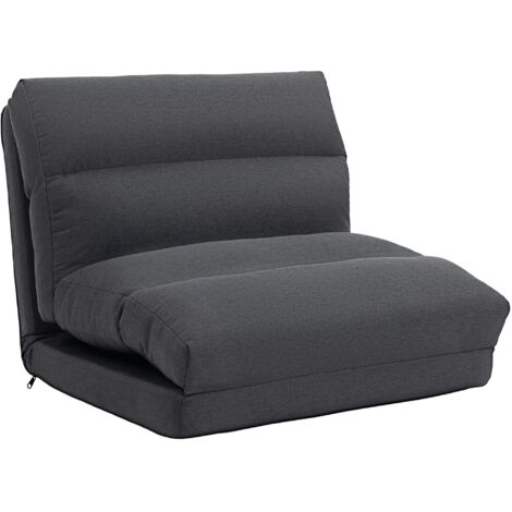Un pouf avec fonction lit intégrée, dossier réglable et pliable, capacité de charge de 120 kg, dimensions 70 x 72 x 56 cm, gris foncé. (1/5)