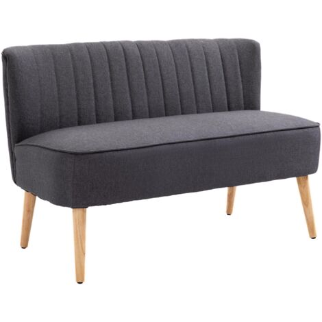 Canapé 2 places, revêtement souple, housse facile d'entretien, jusqu'à 220 kg, 117 x 56,5 x 77 cm, gris foncé (1/5)