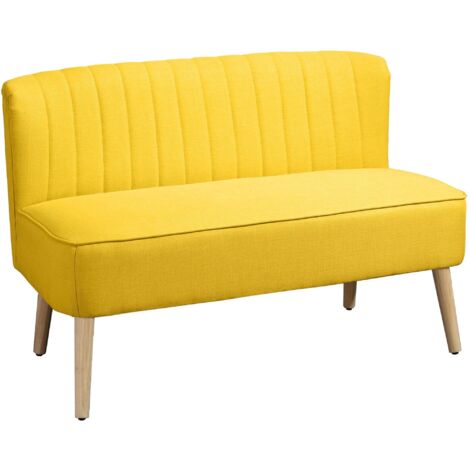 Canapé 2 places, revêtement souple, housse facile d'entretien, jusqu'à 220 kg, 117 x 56,5 x 77 cm, jaune (1/5)