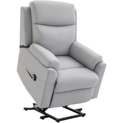 Fauteuil TV avec assistance debout, fauteuil inclinable électrique, fauteuil TV avec télécommande, poche latérale avec ressort en lin à noyau de secours, aspect gris clair (1/5)