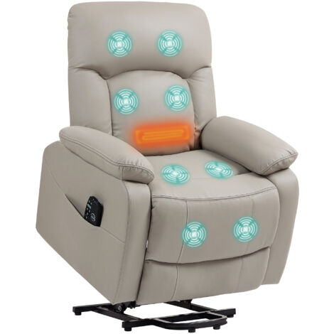 Fauteuil releveur électrique, fauteuil relax électrique avec fonction massage et chauffage, 89 x 94,5 x 103 cm, gris (1/5)