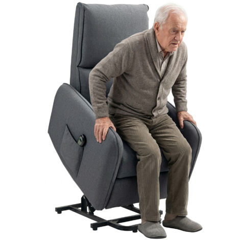 Fauteuil inclinable électrique avec télécommande et housse en tissu, gris anthracite, convient au salon et à la chambre. (1/5)