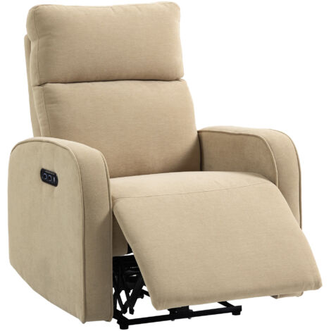 Fauteuil inclinable électrique en chenille avec repose-pieds, appuie-tête et douilles réglables, 80x93x103 cm, beige (1/5)
