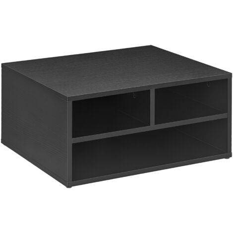 Organiseur bureau aspect noir avec 3 compartiments fournitures support d'imprimante 47 x 40 x 22,5 cm (1/5)