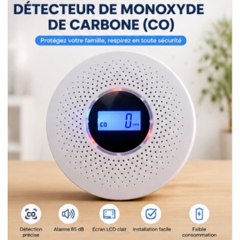 Détecteur de fumée CO, détecteur combiné de fumée et de monoxyde de carbone, adapté aux cuisines, salons et chambres à coucher. (1/4)