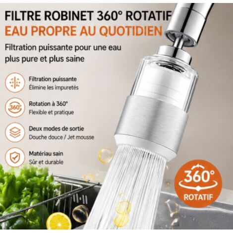 Filtre pour robinet de lavabo, purificateur d'eau, salle de bain, maison, dortoir, universel, extensible, anti-éclaboussures (1/4)