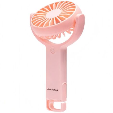 Ventilateur à main Aigostar Pink Mini 3" 7 pales, 5 vitesses 1200mAh, rechargeable pour usage domestique et voyage (1/3)