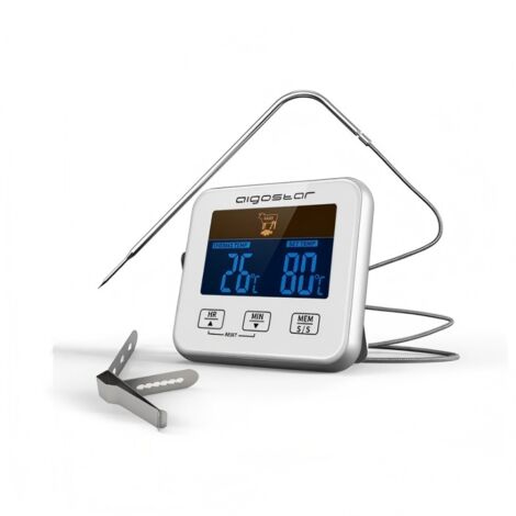 Thermomètre alimentaire numérique avec sonde Aigostar, thermomètre à viande pour barbecue et four, avec alarme temporelle (1/4)