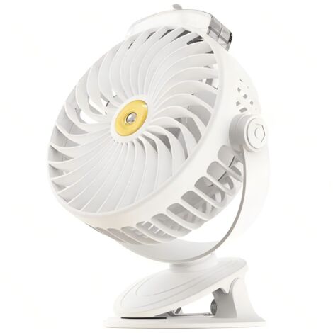 Aigostar 6 pouces 3 pales 5 vitesses 2400mAh Ventilateur articulé à griffe, rechargeable blanc pour bébé et bureau (1/3)