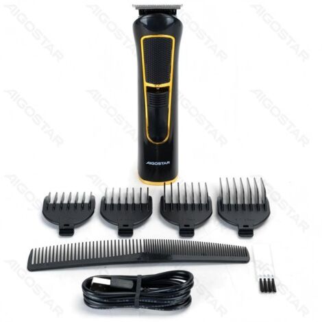 Tondeuse Aigostar 5W 500mAh, rechargeable USB, avec peignes limiteurs, set barbier pour la maison, lavable (1/4)