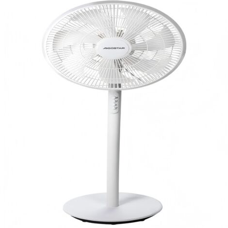 Aigostar 16 pouces 7 pales, 3 vitesses, ventilateur à piédestal oscillant silencieux pour la maison, la chambre et le bureau, blanc (1/3)