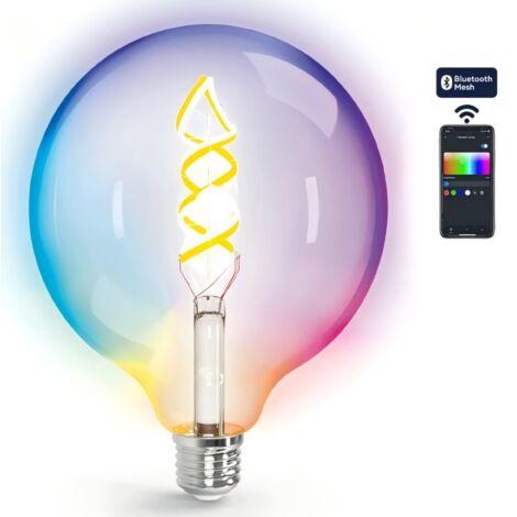 Aigostar G125 E27 6W CCT ampoule intelligente Bluetooth en maillage ajustable, ampoule à filament vintage avec verre dégradé (1/2)