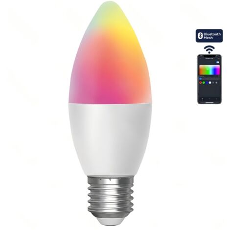 Aigostar C37 E27 6,5W RGB+CCT Ampoule intelligente Bluetooth en maille, ampoule LED à bougie (1/2)