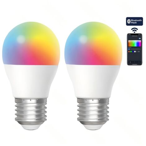 Kit 2 ampoules intelligentes Bluetooth en maille Aigostar G45 E27 6,5W RGB+CCT, avec télécommande (1/2)