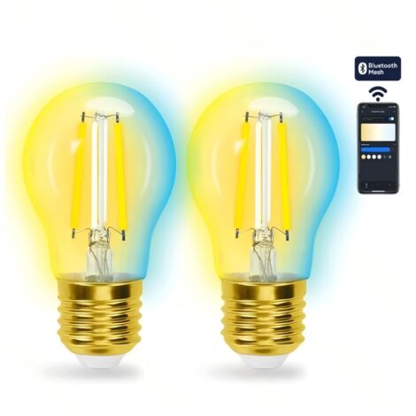 Kit 2 lampes d’ambiance Smart G45 A60 vintage, lampe à filament ambré de 4,5W - maillage Bluetooth avec télécommande (1/2)