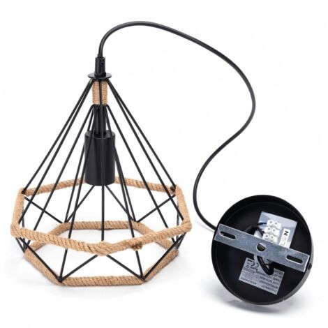 Pendentif géométrique avec détails en corde, base E27, décoration bohème pour les environnements (1/3)