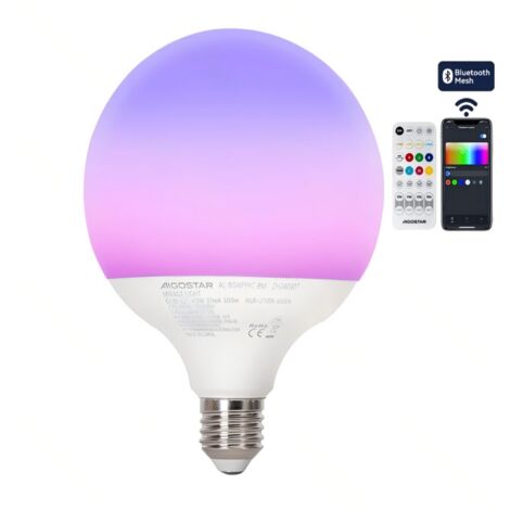 Aigostar G120 E27 4,9W RGB+CCT Ampoule intelligente Bluetooth en maille, lumière ambiante avec télécommande (1/3)