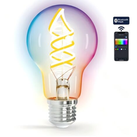 Aigostar A60 E27 ampoule intelligente Bluetooth mesh RGBW 4,9W, ampoule à filament LED vintage (1/2)