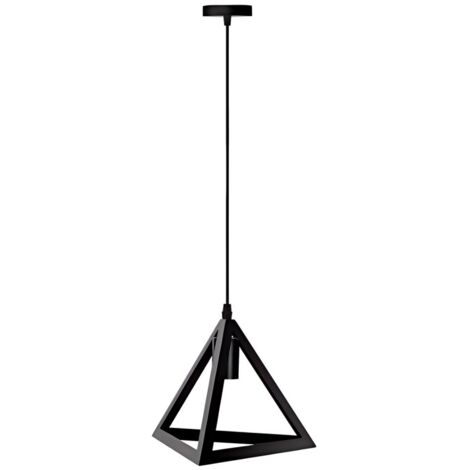 Pendentif triangle en fer noir, socle E27, décoration artistique pour environnements industriels (1/3)
