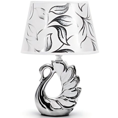 Lampe décorative en céramique brillante avec sculpture de cygne, base E14, style moderne et élégant (1/3)