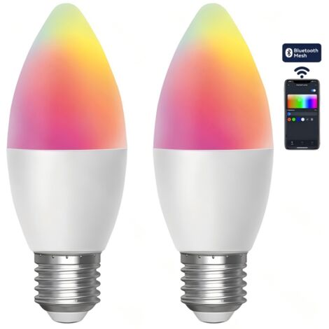 Kit 2 ampoules intelligentes Bluetooth en maillage Aigostar C37 E27 6,5W RGB+CCT, avec télécommande (1/2)