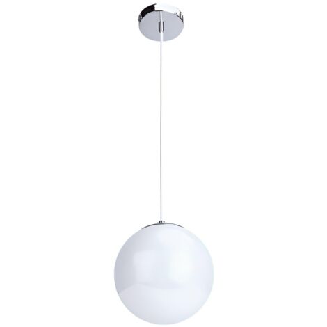 Lampe pendante sphérique en acrylique blanc, base E27, style minimaliste moderne (sans ampoule) (1/3)