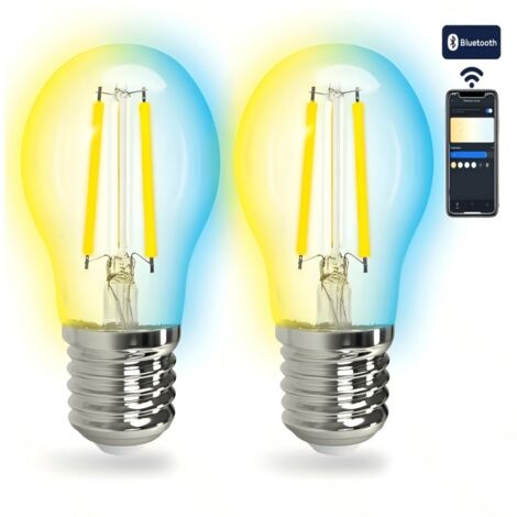 Kit 2 Ampoules intelligentes Bluetooth en maille Aigostar G45 E27 4,5W CCT réglables, ampoule filamenteuse avec verre dégradé + télécommande (1/2)