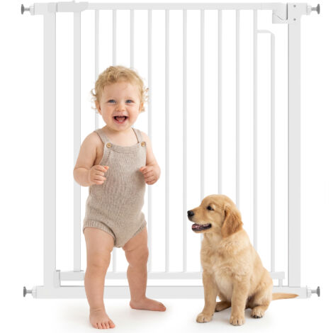Barrière de sécurité pour enfants et animaux sans perçage 76-80 x 76 cm blanc fermeture automatique