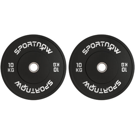 Lot de 2 disques d'haltères 10 kg standard olympique en caoutchouc silencieux noir