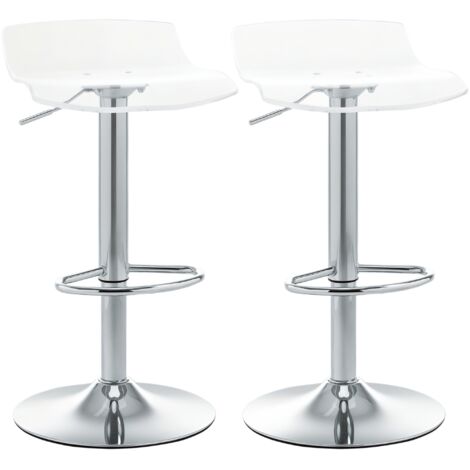 Lot de 2 tabourets de bar réglables en hauteur avec siège pivotant et repose-pieds métal et acrylique transparent (1/5)