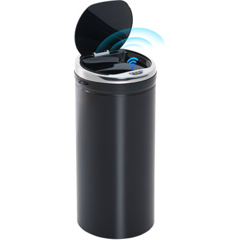 Poubelle automatique 42L avec détecteur infrarouge en acier et plastique 30.5x30.5x68 cm (1/5)