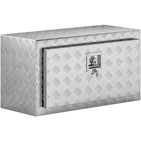Coffre à outils aluminium 96L avec serrure, 2 clés et poignée latérale, 76.2x35.5x40.6 cm, argent