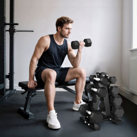 Haltères Hexagonaux ION Fitness (paire) - Revêtement Caoutchouc, Prise Chromée, Anti-roulement, 6kg