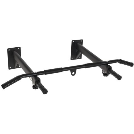 Barre de traction murale 2 en 1 en acier noir avec 3 prises, 93.5x65x17 cm (1/5)