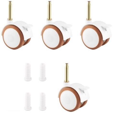 Jeu de 4 roulettes pivotantes pour meubles pour enfants, jeu de roulettes, roues en caoutchouc, roulettes pivotantes, avec axe de douille d'environ 7 mm, pour lit bébé, berceau avec roues (1/5)