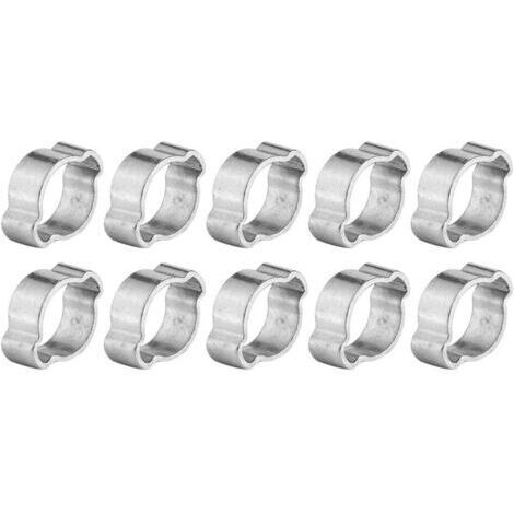 10 Pcs Colliers de Serrage Inox Tuyau Serrage Ajustable en Acier Inoxydable, Double Oreille O Clips Pinces de Tuyau (9-11MM)