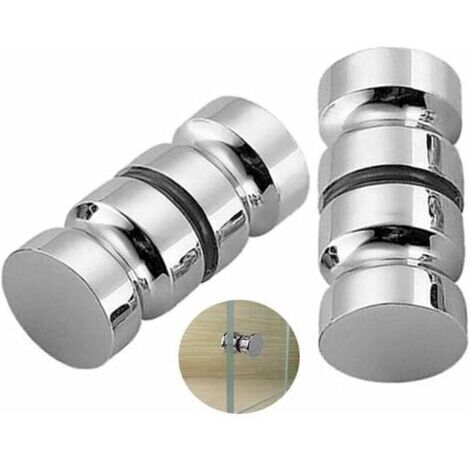 Lot de 2 poignées de porte de douche Poignée de porte de douche de bain 30 mm Poignées de porte de rechange en chrome poli-En (1/3)