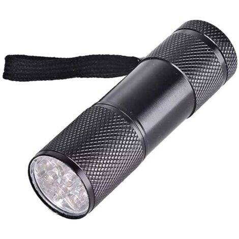 Lampe torche UV/lumière noire à 9 LED, lampe torche UV LED, détecteur de taches, trouver des taches sur les vêtements, les tapis ou les moquettes(Piles non incluses)
