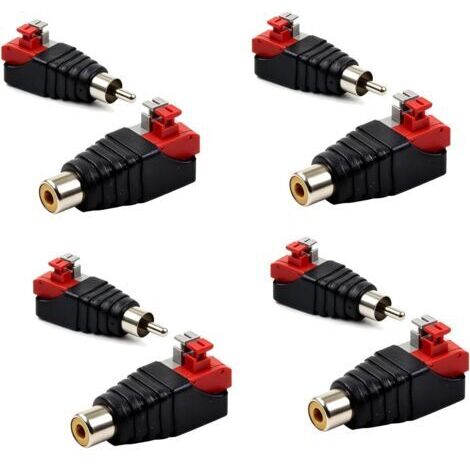 4 Pièces RCA Vers Haut-parleur Adaptateur et 4 Fiche RCA Subwoofer Phono et CCTV, Adaptateurs Mâle et Femelle vers Bornier à Vis, Connecteur Sans Soudure pour Câble AV et Système de Surveillance