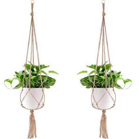 2 Paquets Suspension Plante, Pot Suspendu Plante, pour Suspendre Pot de Fleur Suspension Suspendue Décoration Balcon Maison, 4 Jambes en Corde, 105 cm
