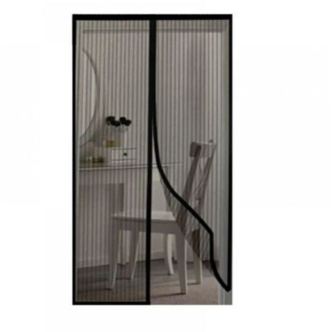1pc (90 x 210 cm, noir) Moustiquaire magnétique pour portes et fenêtres, rideaux de gaze anti-insectes, moustiquaire pour fenêtres coulissantes, anti-moustique magnétique sans perçage (1/3)