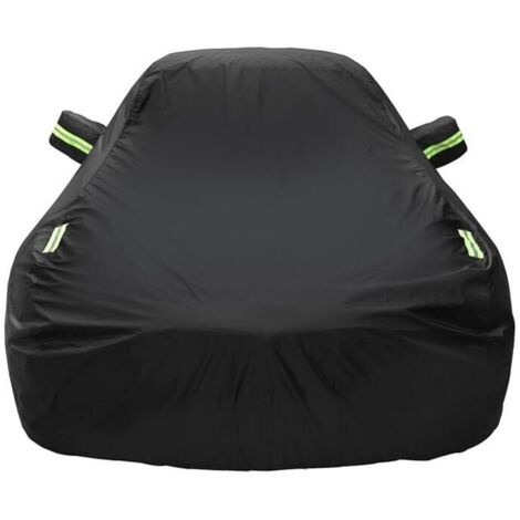 Ikodm – Bâche pour voiture SUV imperméable 480 x 175 x 150 cm – Tissu enduit d'argent 190T – Protection extérieure – Couverture noire étanche