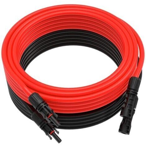 Cable Solaire 6mm²/4mm², Cable Panneau Solaire 5m, Rallonge Câble Solaire, Câble d'extension pour Panneaux Solaires Système