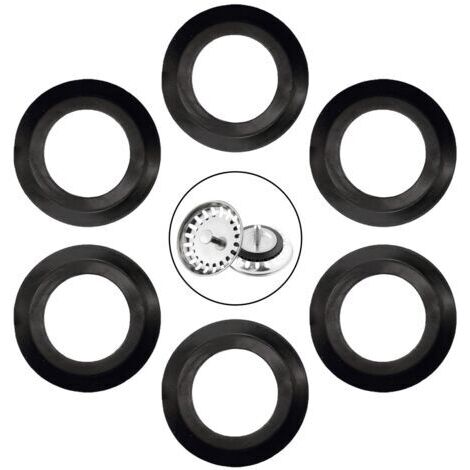 Lot de 6 joints d'évier de cuisine, joint élastomère pour paniers filtrants, diamètre extérieur 56 mm, diamètre intérieur 34 mm, accessoires d'évier, joint de rechange pour filtre d'évier de cuisine (