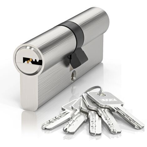 45/45(90mm) Serrure de barillet de porte en nickel,clé à clé avec clés à fossettes horizontales,serrure à cylindre euro en Alliage d’aluminium,Applicable à composites et UPVC