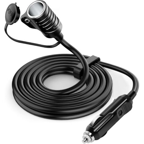 5M Rallonge Allume Cigare,12 V/24 V Prise Allume Cigare, 16 AWG, avec Fusible 15A pour Voiture, Moto, Bateau, Camion, d'aspirateurs de Voiture, Réfrigérateurs de Voiture (5M) (1/5)