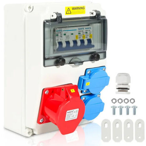 Coffret de Chantier Monophasé Tableau électrique Répartiteur de Courant Mural 1X16A 2x230V MIT LS TABLEAU ELECTRIQUE (1/5)