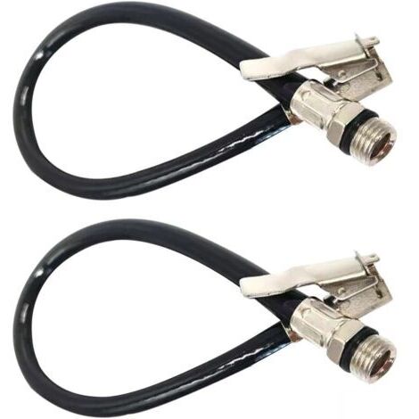 Tuyau Gonfleur Pneu, Flexible de Gonflage, Tuyau Gonflage Pneu Voiture, Embout Gonfleur, Adaptateur gonflage Pneu avec Tuyau Flexible Caoutchouc Compatible vélo Moto Voiture Camion, lot 2
