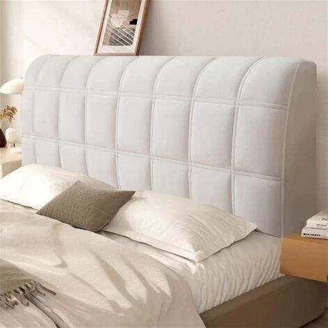(Blanc crème,160cm) Housse Tête de Lit Extensible en Relief, Couleur Unie Housse Protection pour Tête de Lit Élastique Doux Universelle Lavable