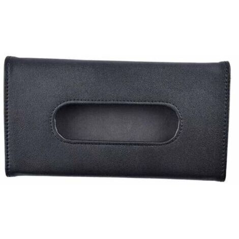 Boîte à mouchoirs pour pare-soleil de voiture, boîte à mouchoirs en cuir à clipser, adaptée aux pare-soleil de voiture, aux sièges arrière et aux accessoires de voiture (noir).